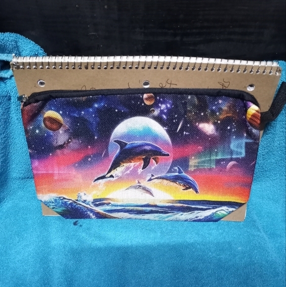 Colorful Dolphin Galaxy Makeup Pouch Cosmetic Bag - Picture 1 of 2